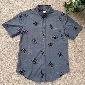 BOBA FETT RIDING RANCOR STAR WARS RSVLTS BUTTON UP SHIRT BLOUSE NWOT SIZE SMALL